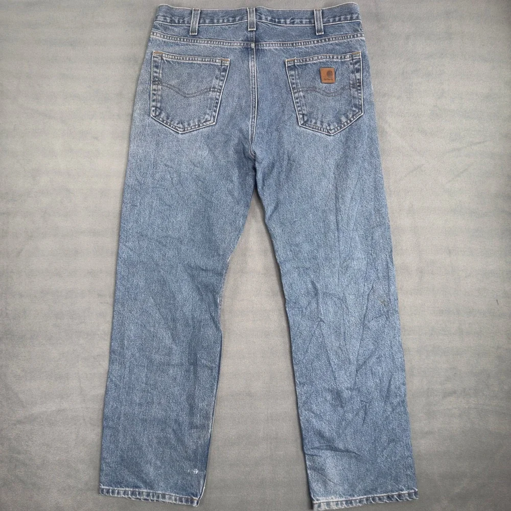 Carhartt Traditional Fit Blue Denim Jeans Mens 34x30 Workwear Straight Leg‎